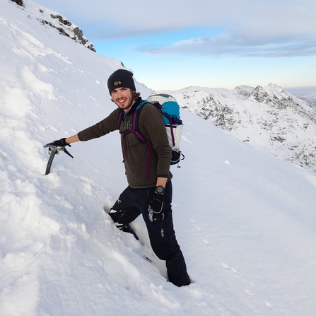 Person in snowy mountain